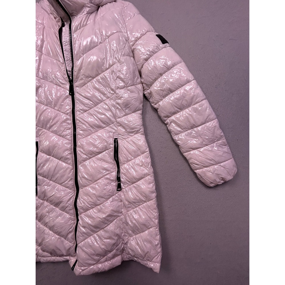 Calvin Klein Puffer Coat High Shine Nylon White Size XS Womens - Picture 15 of 15